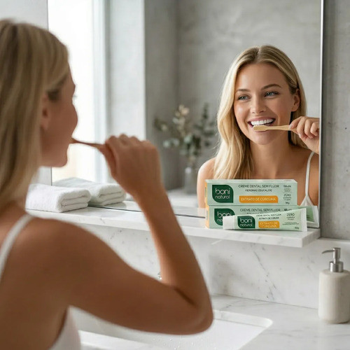 Creme Dental Boni Natural Hortelã E Cúrcuma Sem Flúor Gengiva Saudável Sem Glúten Vegana 90g Virtual Cosmeticos